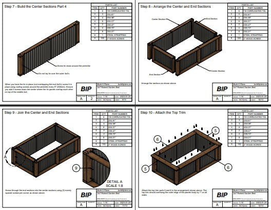 4'x7' Wood and Metal Raised Garden Bed Plans -  Garden Box PDF Plans