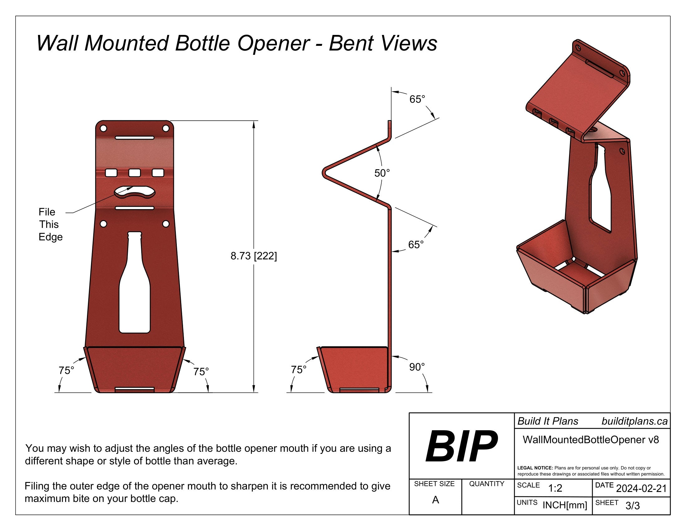 Bottle Opener DXF File - Wall Mounted Beer Opener Cut File