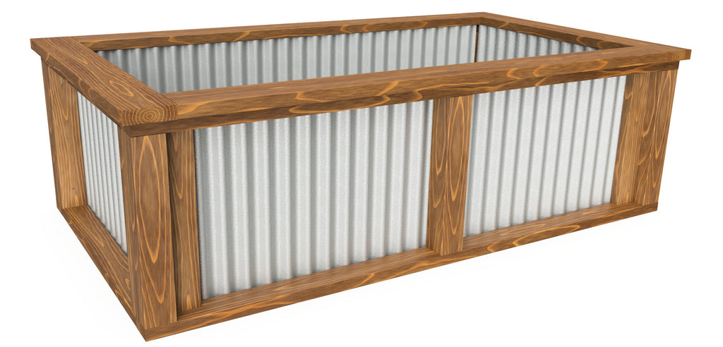 4'x7' Wood and Metal Raised Garden Bed Plans -  Garden Box PDF Plans