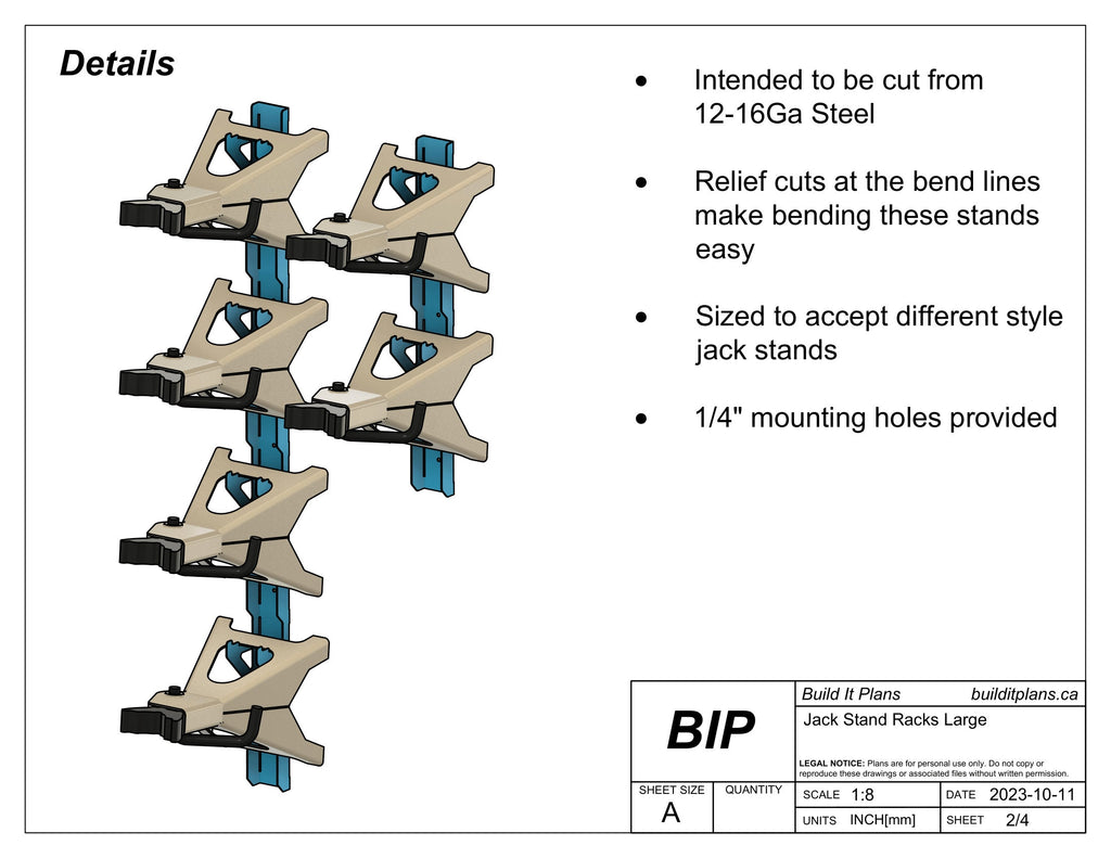 Large Jack Stand Rack DXF - 3-12 Ton Jackstand Wall Hook Cut Files