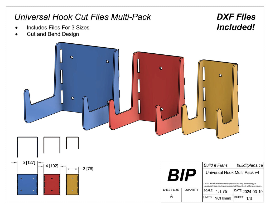Universal Double Hook DXF Files - Broom Hanger Cut Files