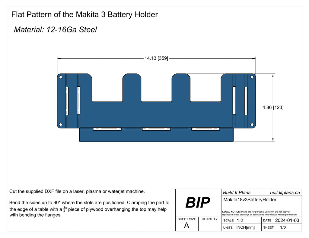 Makita Battery Holder DXF File – Storage Rack for 18V Makita Batteries