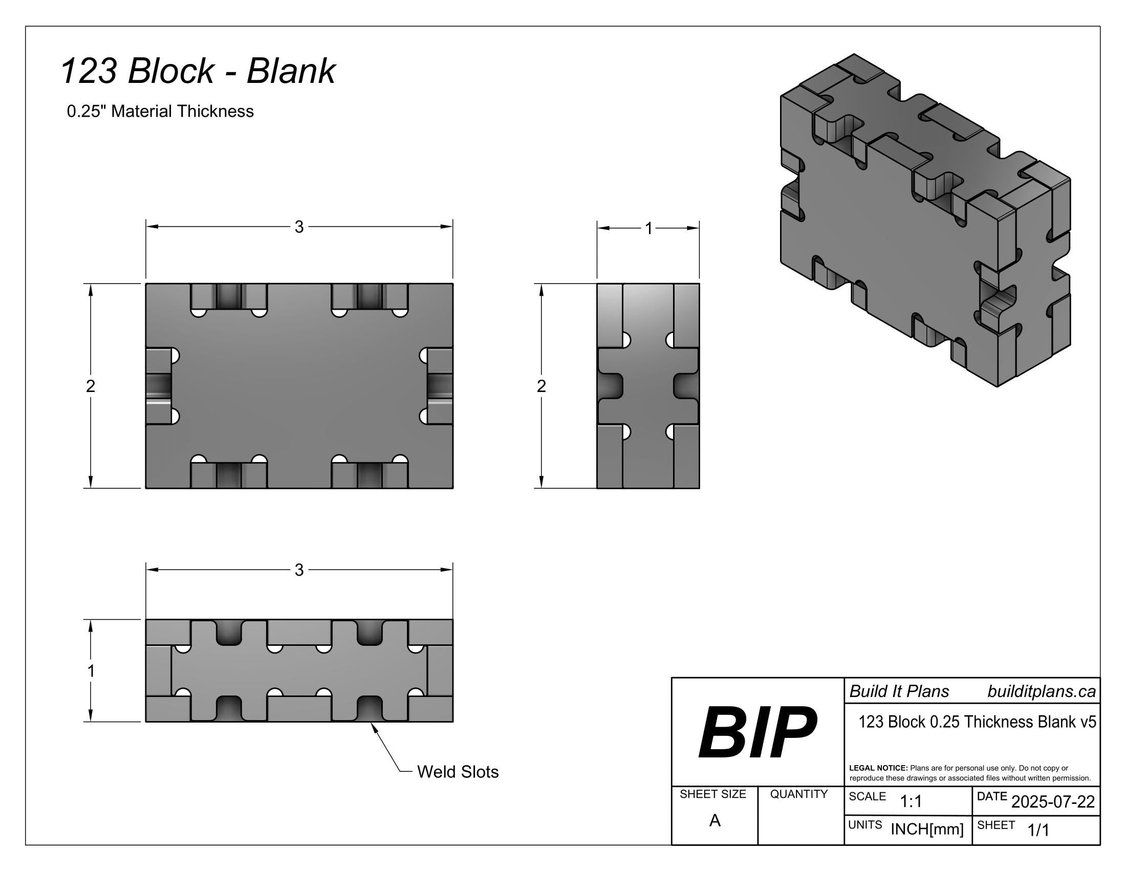 123 Block DXF Cut Files - 1/4" Material DIY Welding Fixture Blocks