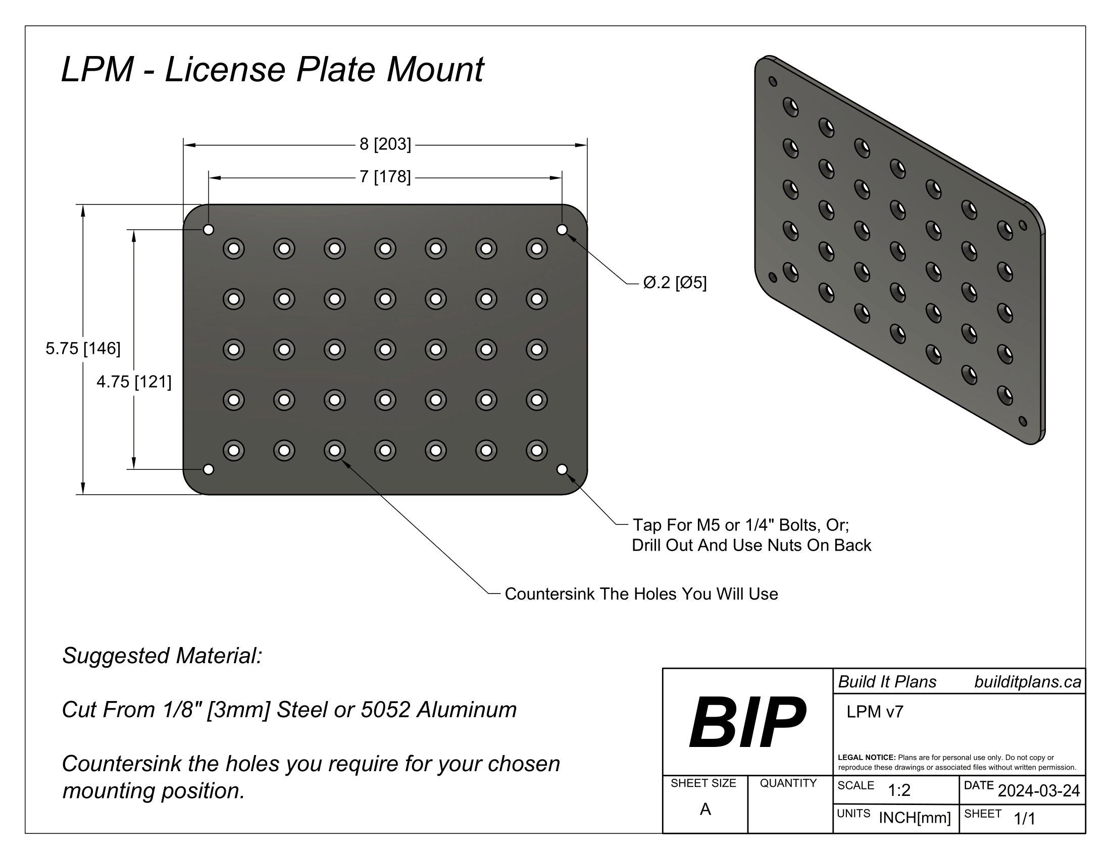 Universal License Plate Bracket DXF Files – Cut Files for Custom Plate Mounting