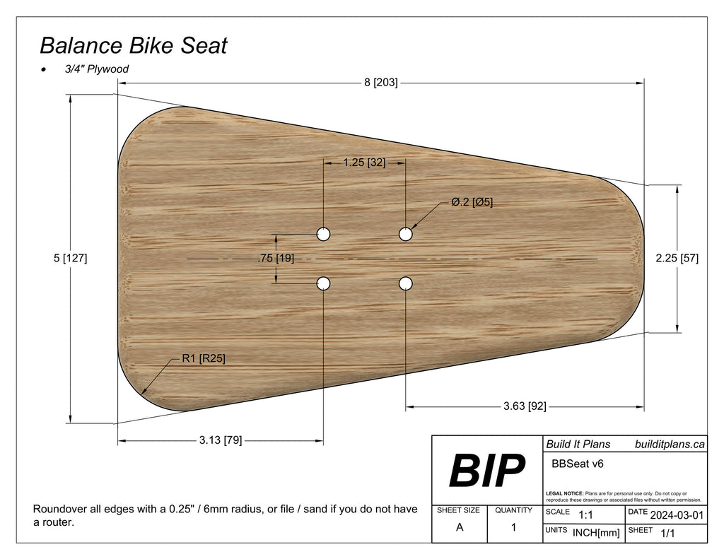 Kids Plywood Balance Bike DIY PDF Plans