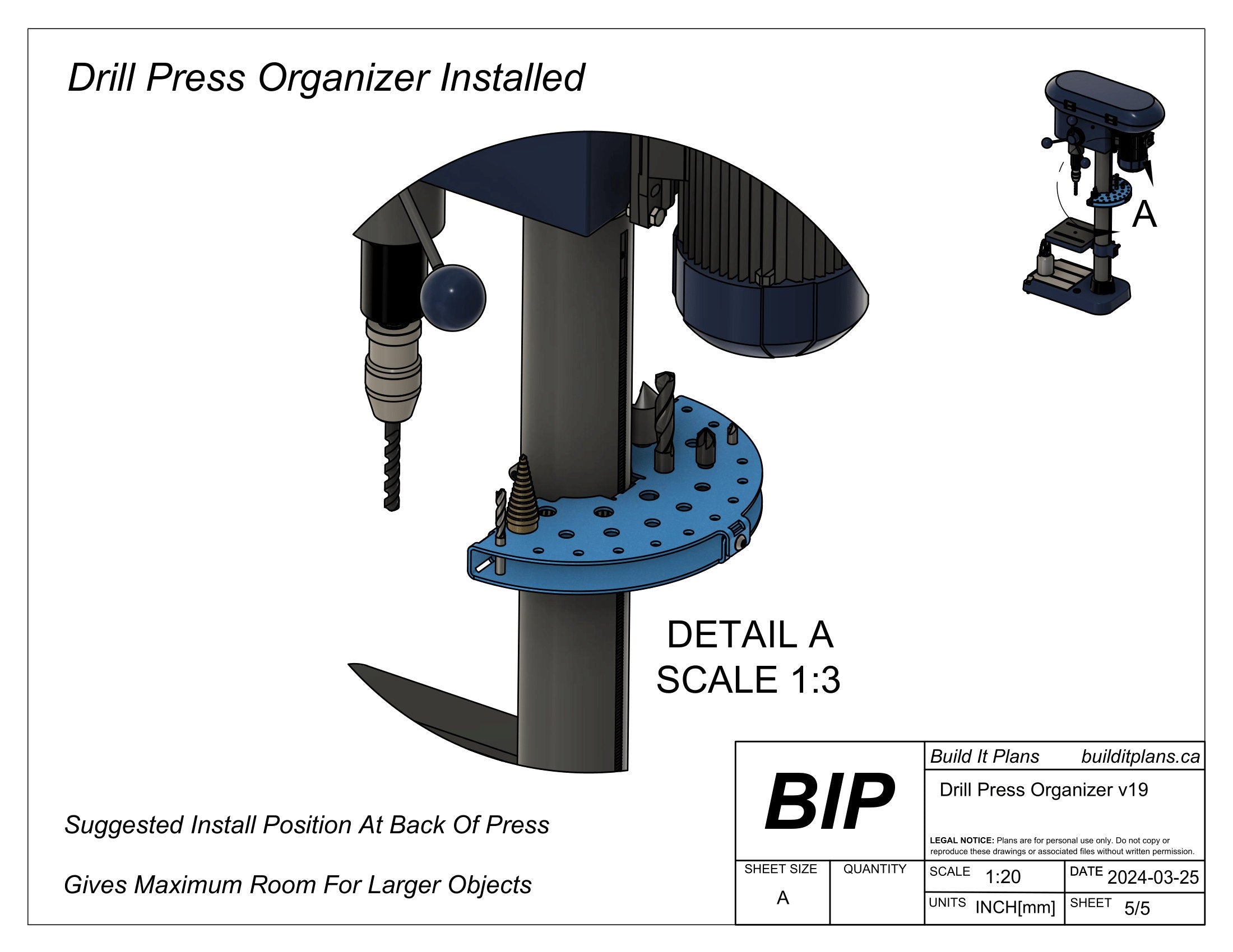 Drill Press Organizer DXF File – Drill Bit Holder Cut File
