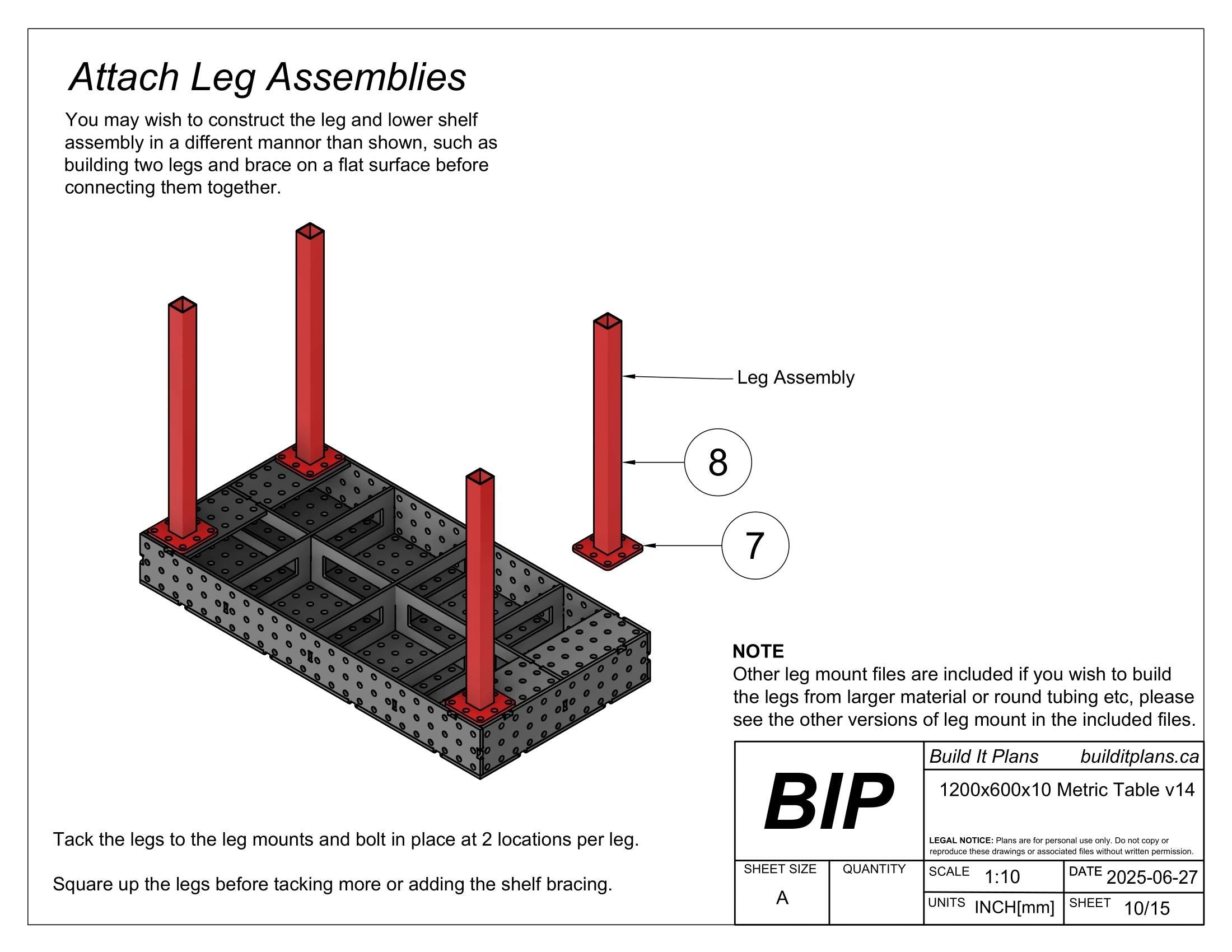 1200x600mm Welding Table DXF Files - 10mm Steel