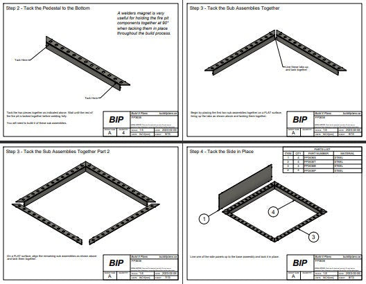 36"x36" Square Fire Pit DXF Cut Files and Plans - 36x36
