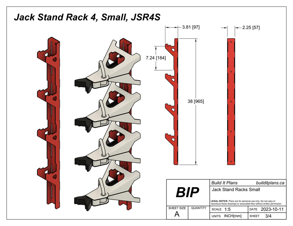 Small Jack Stand Rack DXF - 2-3.5 Ton Jackstand Wall Hook Cut Files