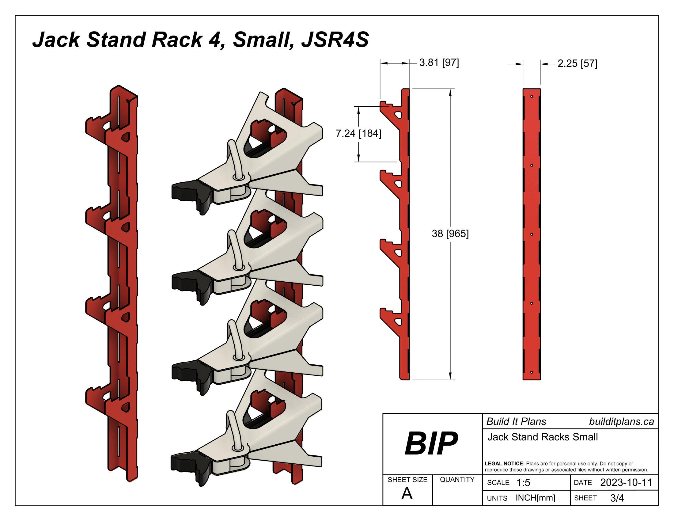 Small Jack Stand Rack DXF - 2-3.5 Ton Jackstand Wall Hook Cut Files