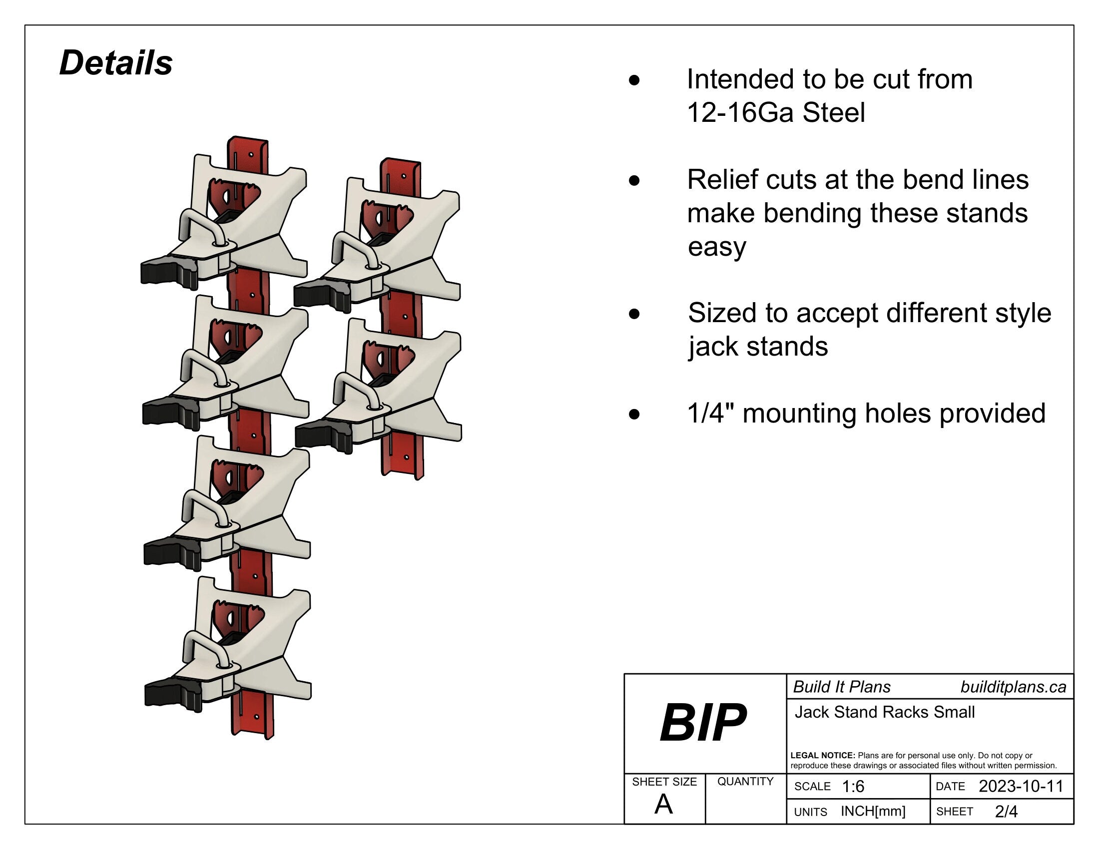 Small Jack Stand Rack DXF - 2-3.5 Ton Jackstand Wall Hook Cut Files