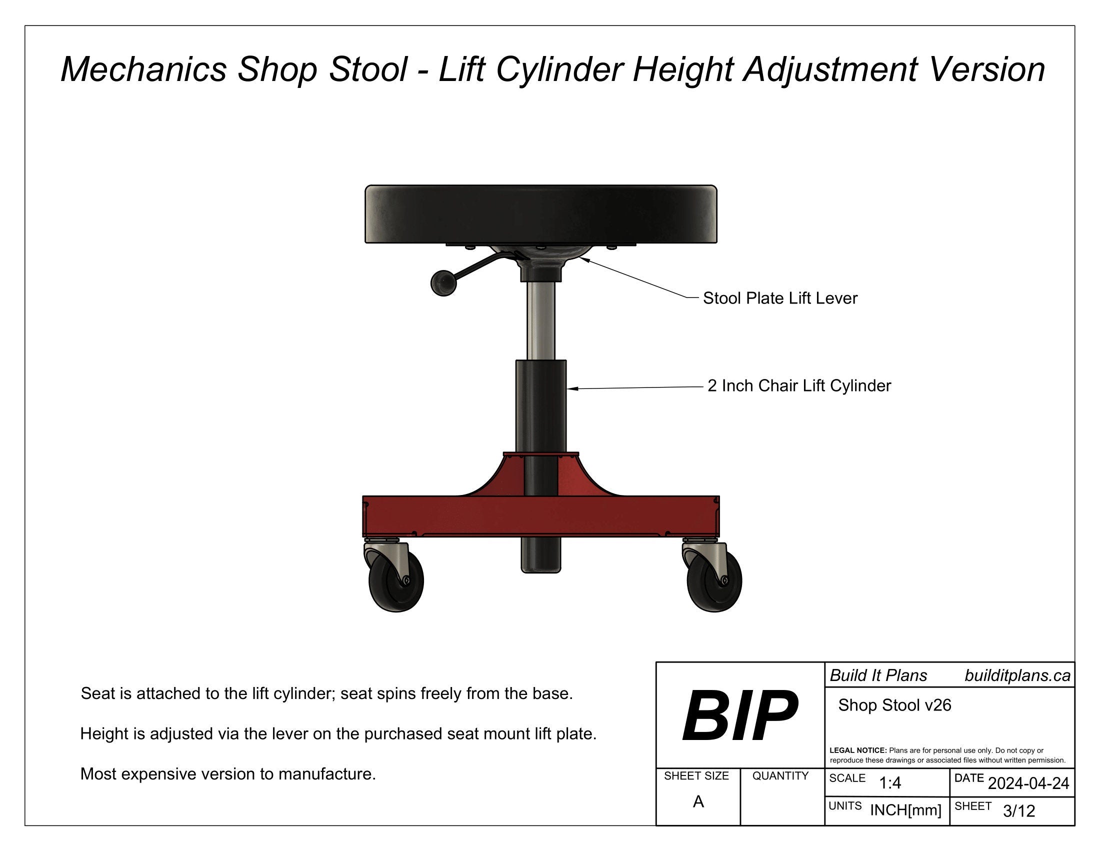 Shop Stool DXF Files - Adjustable Workshop Stool Cut Files + Plans