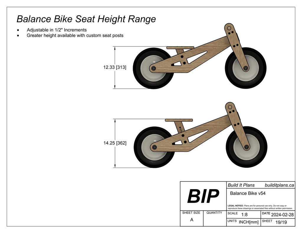 Kids Plywood Balance Bike DIY PDF Plans