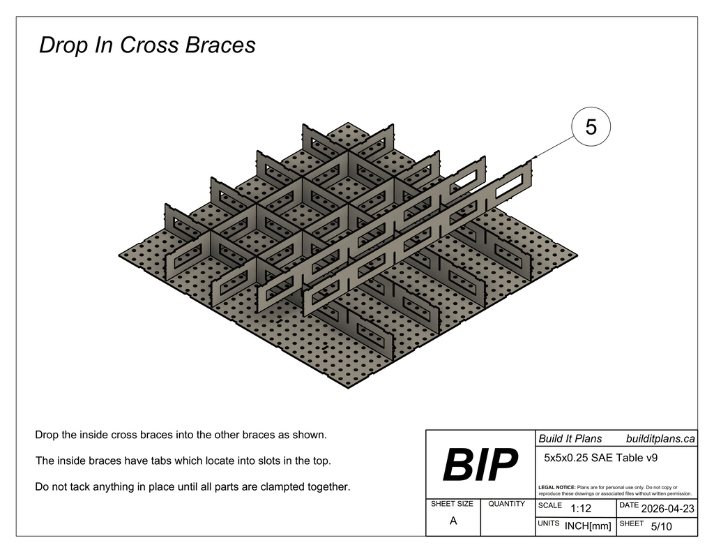 5x5' 1/4" Welding Fixture Table Cut Files - 0.25" Steel Thickness