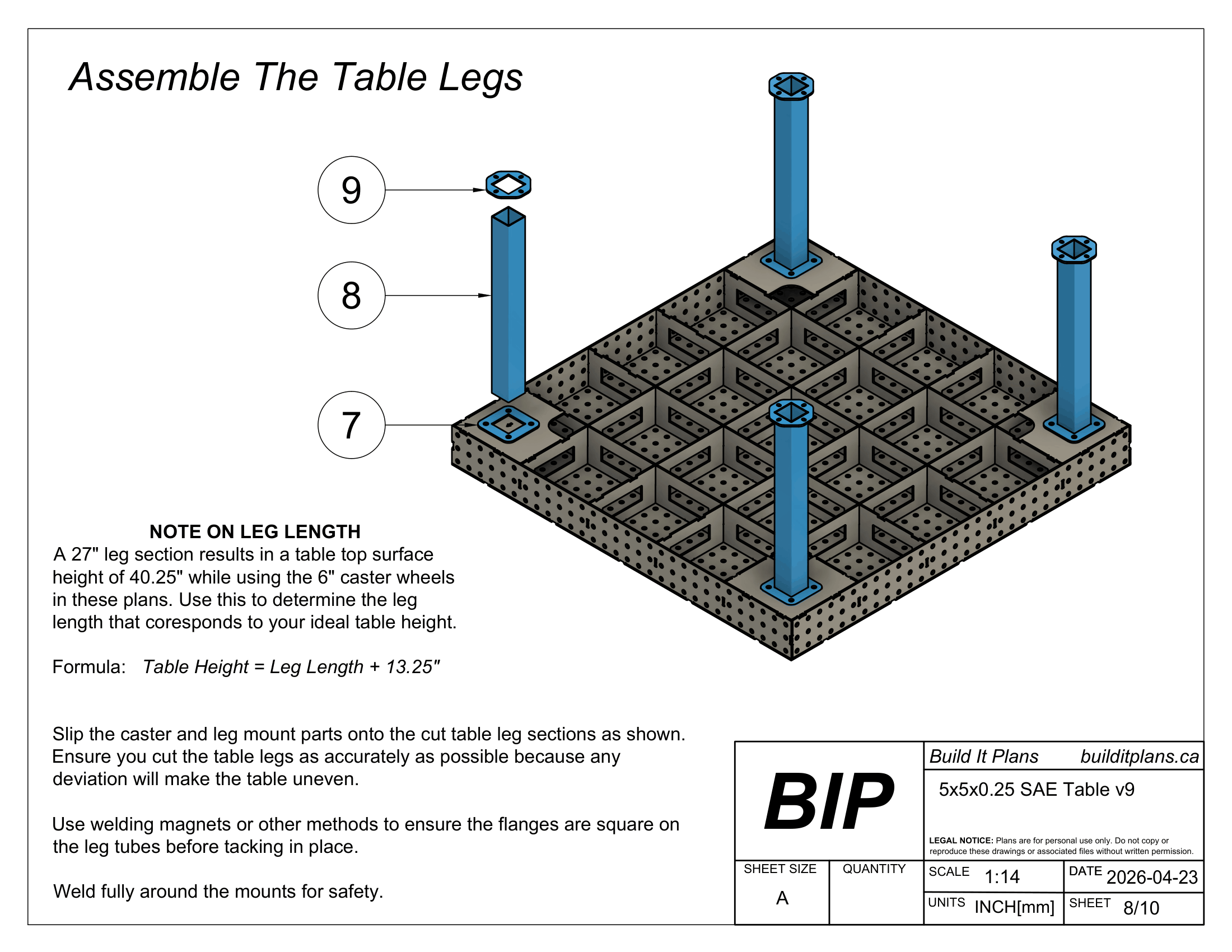 5x5' 1/4" Welding Fixture Table Cut Files - 0.25" Steel Thickness