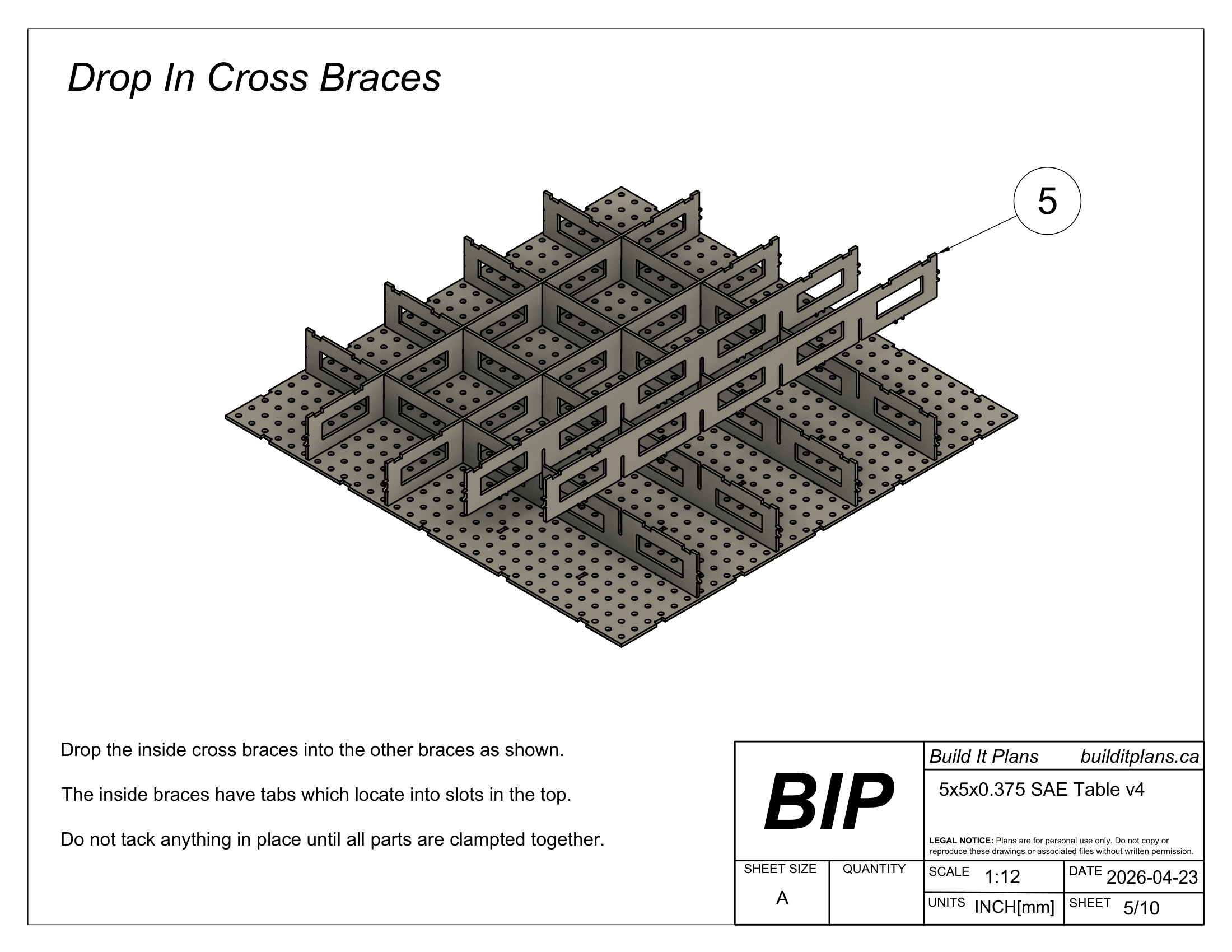 5x5' 3/8" Welding Fixture Table Cut Files - 0.375" Steel Thickness
