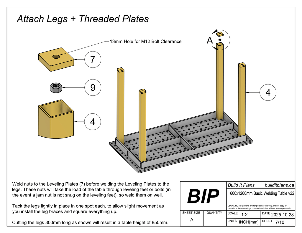 600x1200x12mm Basic Welding Table Cut Files - 12mm Steel