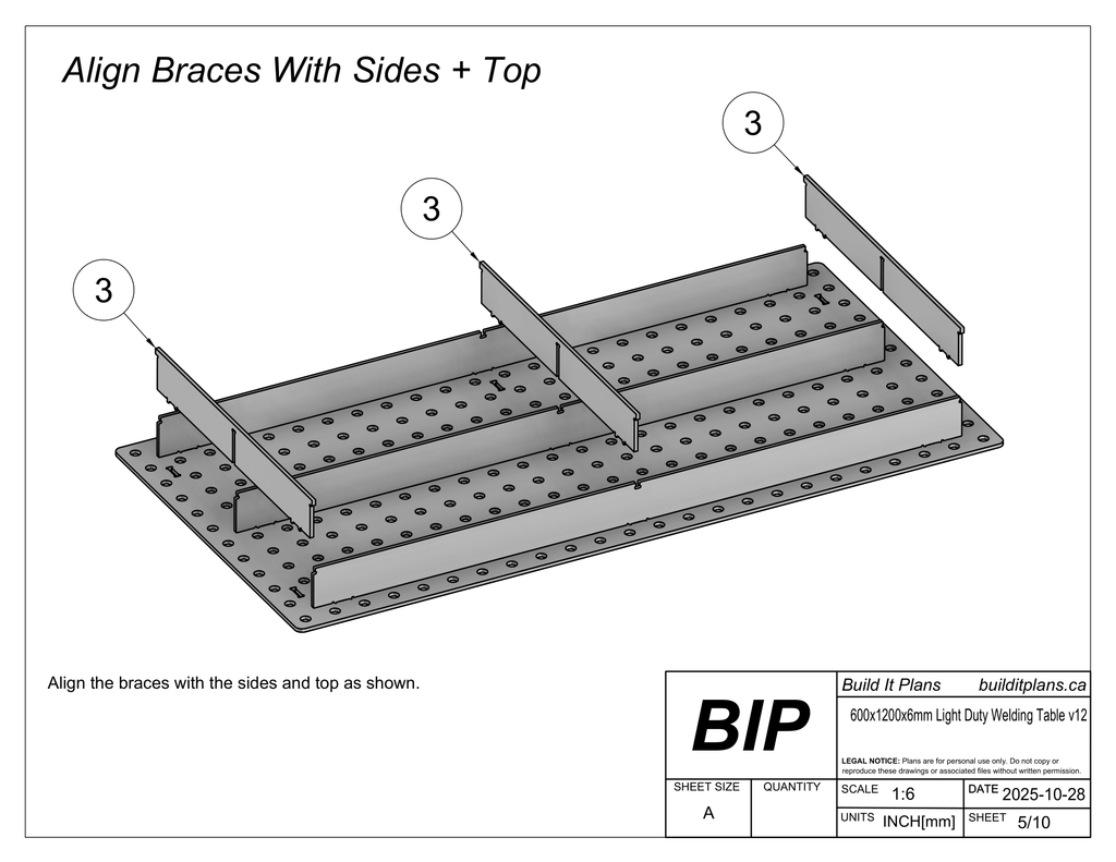600x1200x6mm Basic Welding Table Cut Files - 6mm Steel