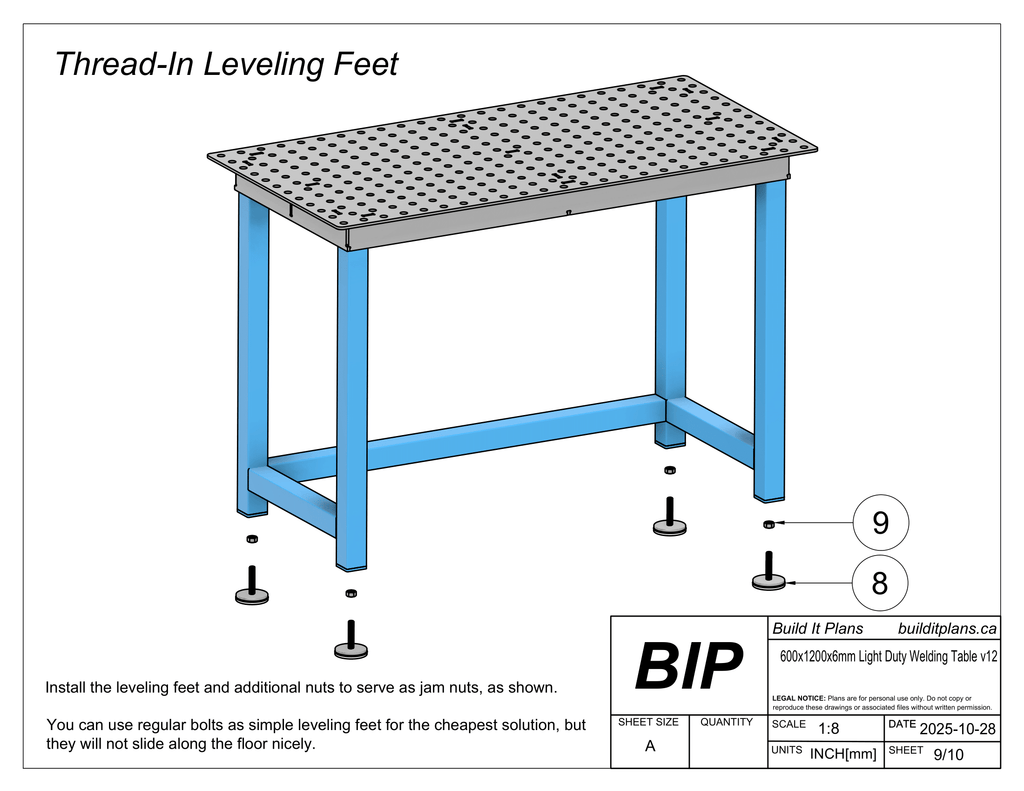 600x1200x6mm Basic Welding Table Cut Files - 6mm Steel
