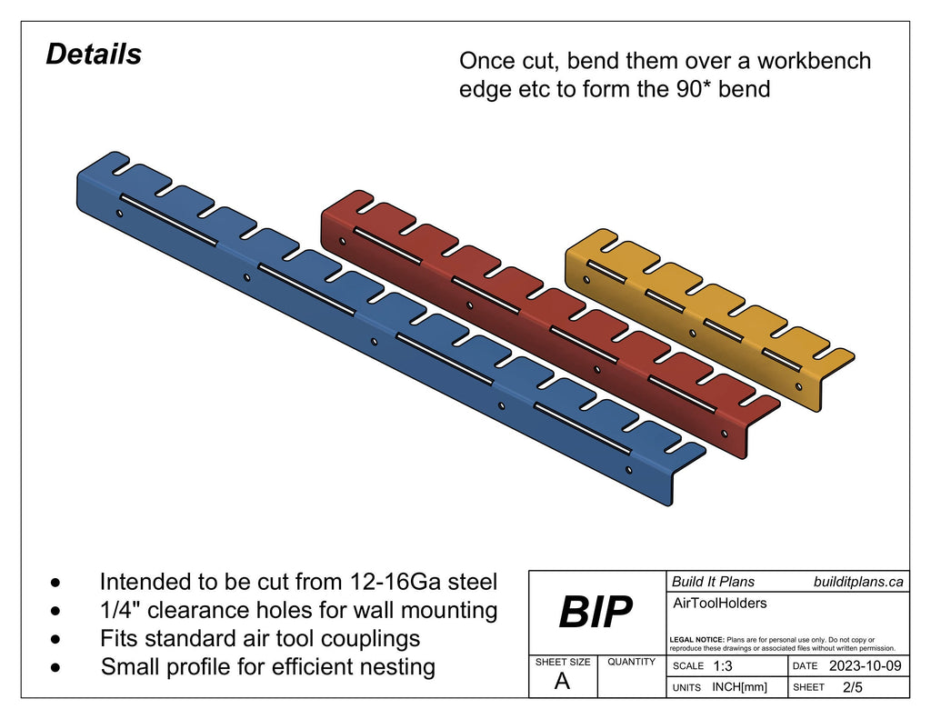 Air Tool Hanger DXF Files - Pneumatic Tool Holder Cut Files Bundle