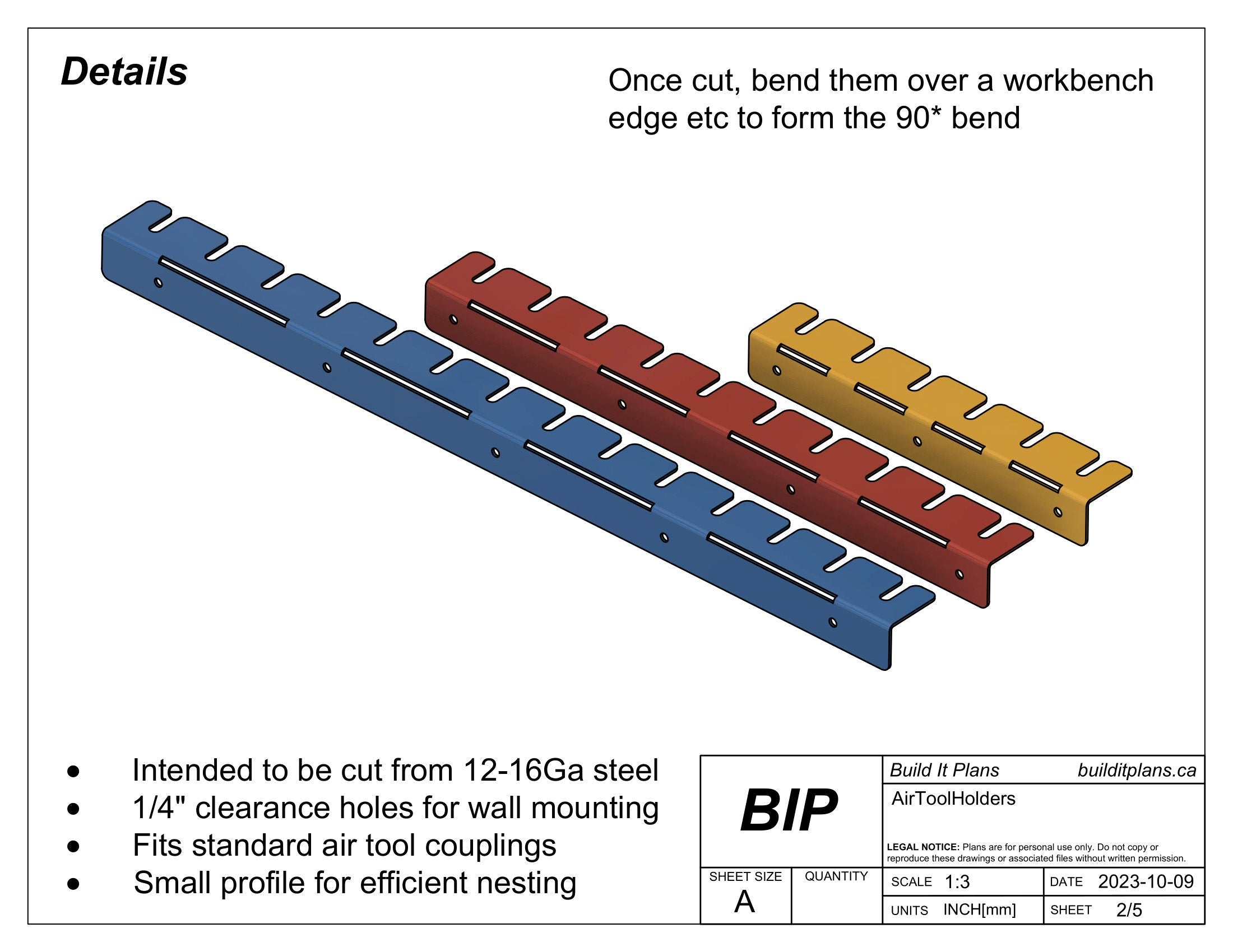 Air Tool Hanger DXF Files - Pneumatic Tool Holder Cut Files Bundle