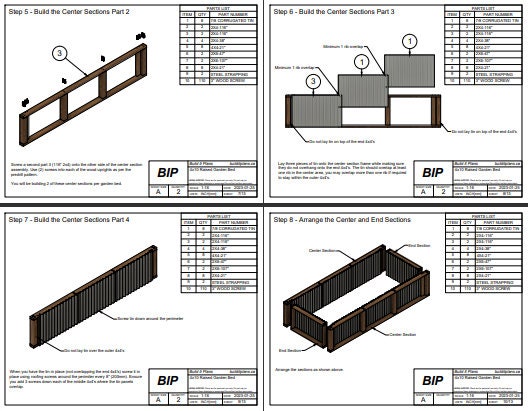 4'x10' Wood and Metal Raised Garden Bed PDF Plans - 48"x120"