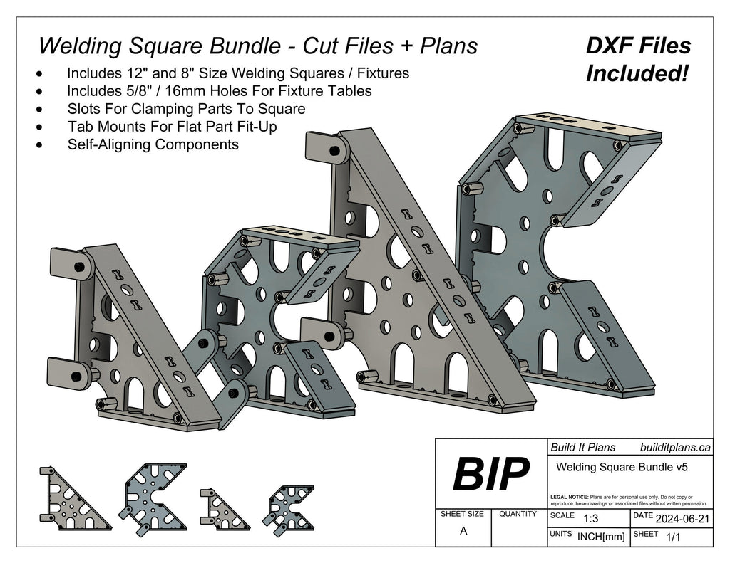 SAE Welding Square DXF Bundle – 1/4" Thick Steel – Cut Files + Plans