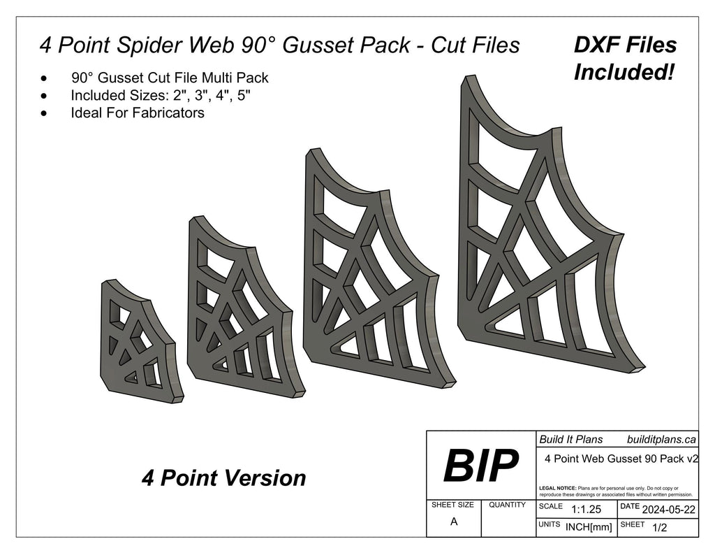 Gusset DXF Bundle - Corner, Spider Web, Tie Down And Flame Gusset Cut Files
