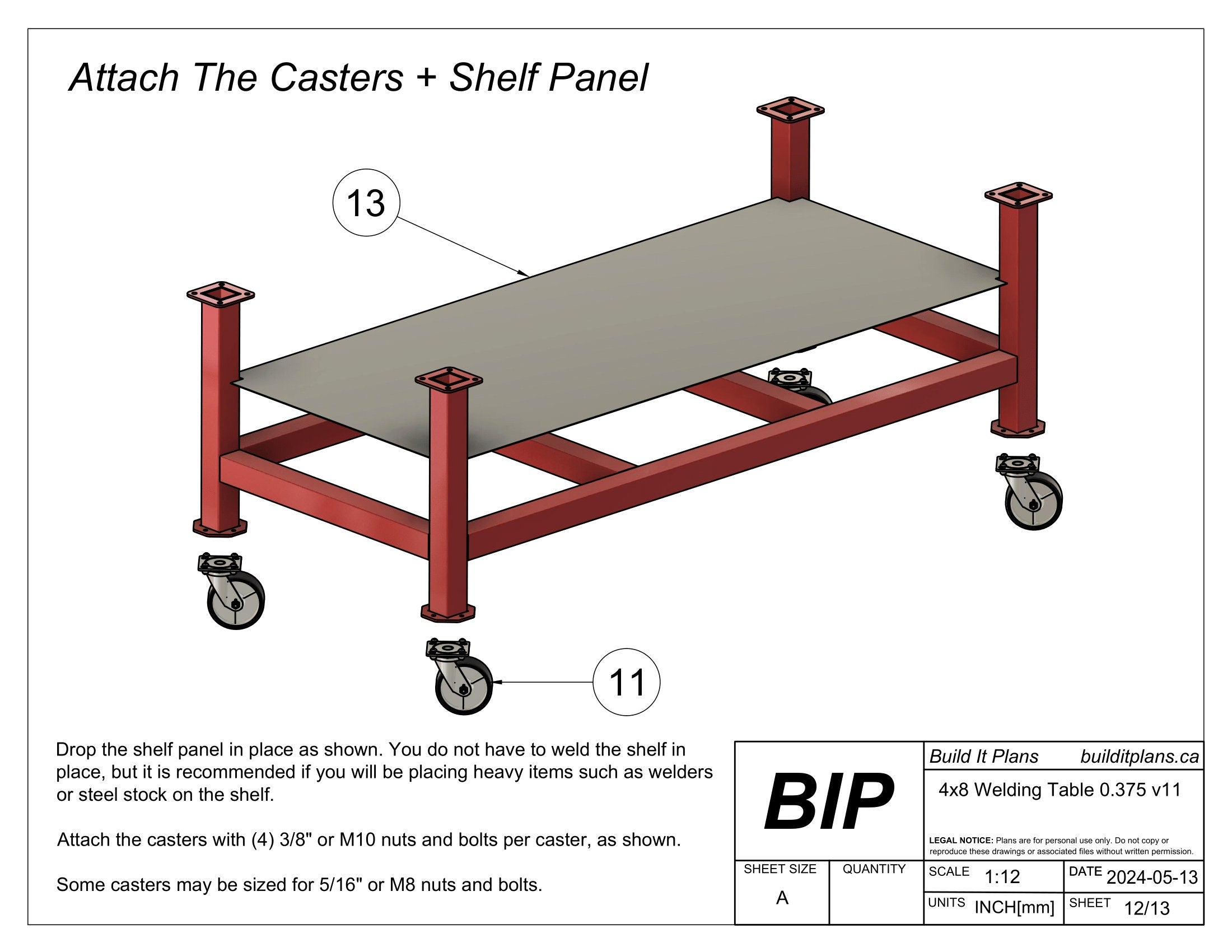 4'x8' Welding Table DXF Files - 3/8" Steel