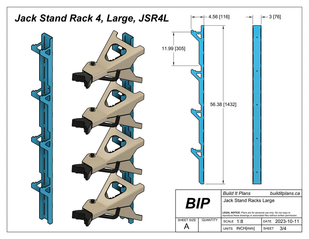 Large Jack Stand Rack DXF - 3-12 Ton Jackstand Wall Hook Cut Files
