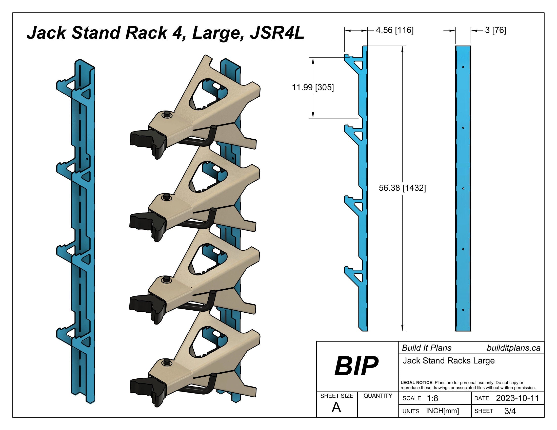 Large Jack Stand Rack DXF - 3-12 Ton Jackstand Wall Hook Cut Files