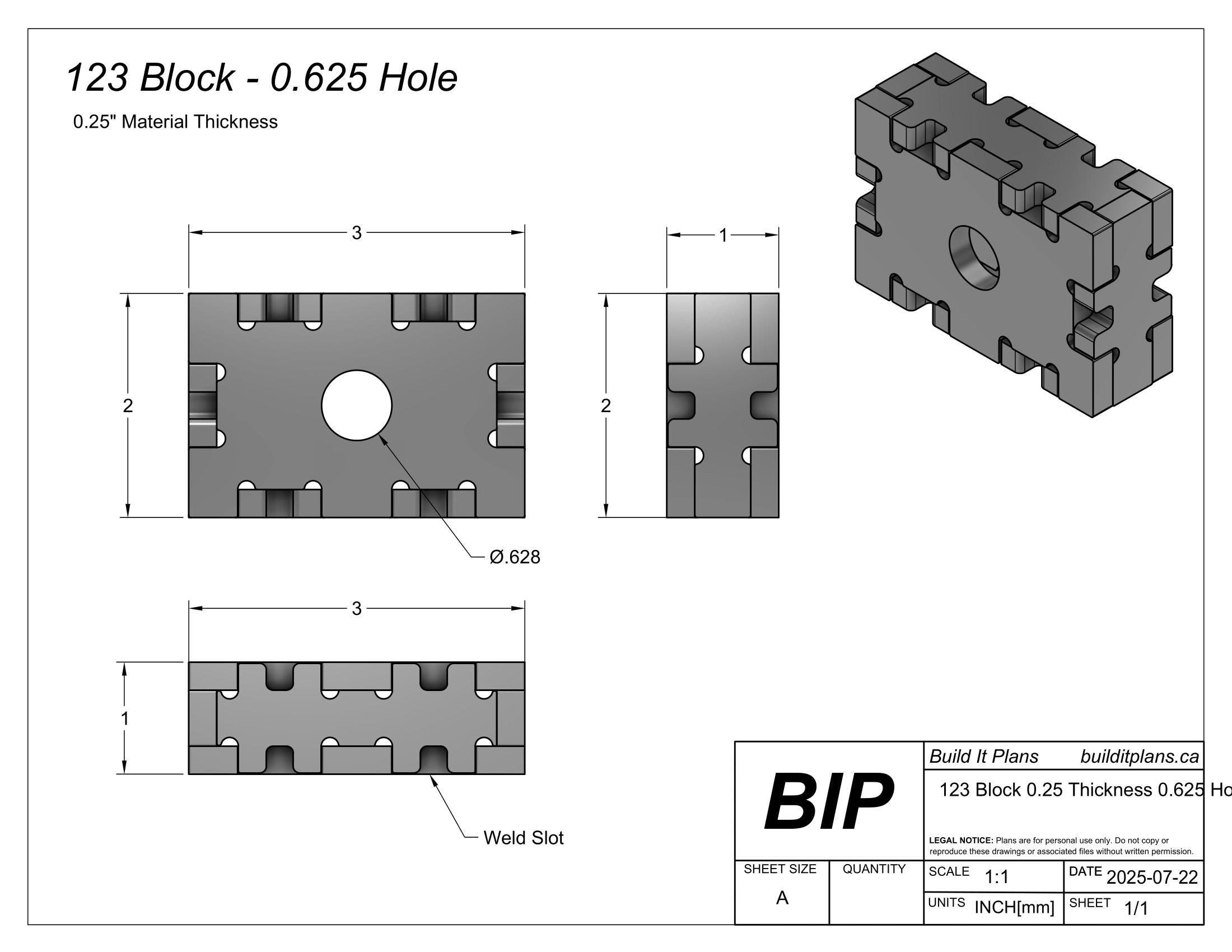 123 Block DXF Cut Files - 1/4" Material DIY Welding Fixture Blocks