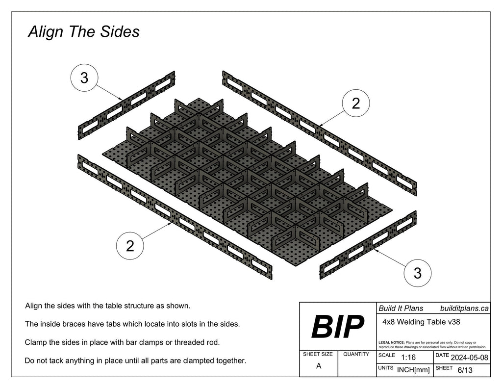 4'x8' Welding Table DXF Files - 1/4" Steel