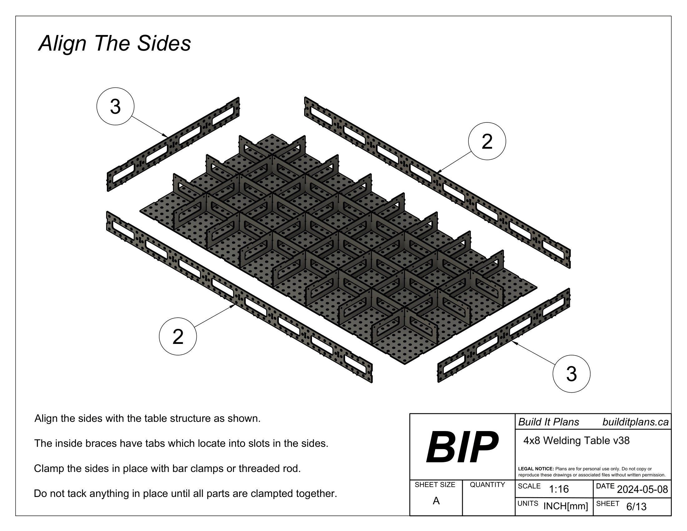 4'x8' Welding Table DXF Files - 1/4" Steel