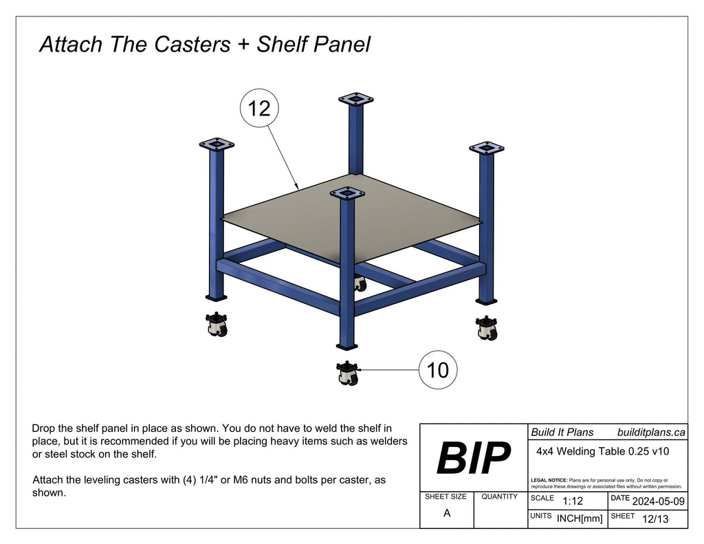 4'x4' Welding Fixture Table Cut Files - 1/4" Steel