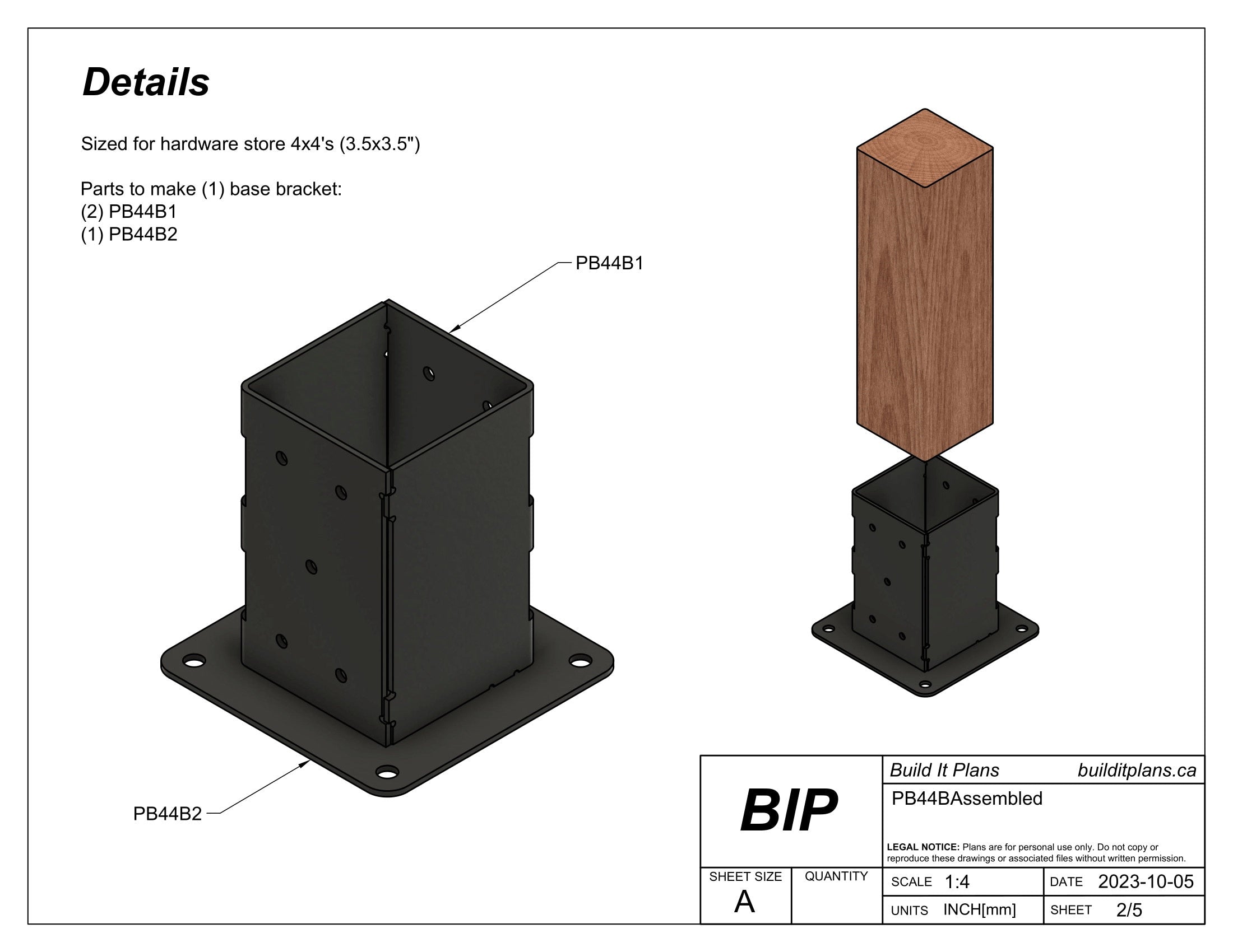 4x4 Post Base Bracket DXF Files