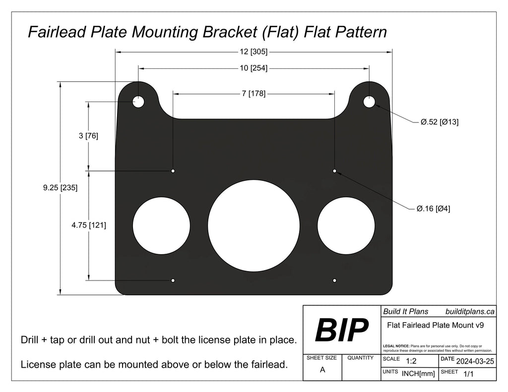 Winch Fairlead License Plate Mounting Bracket DXF Files