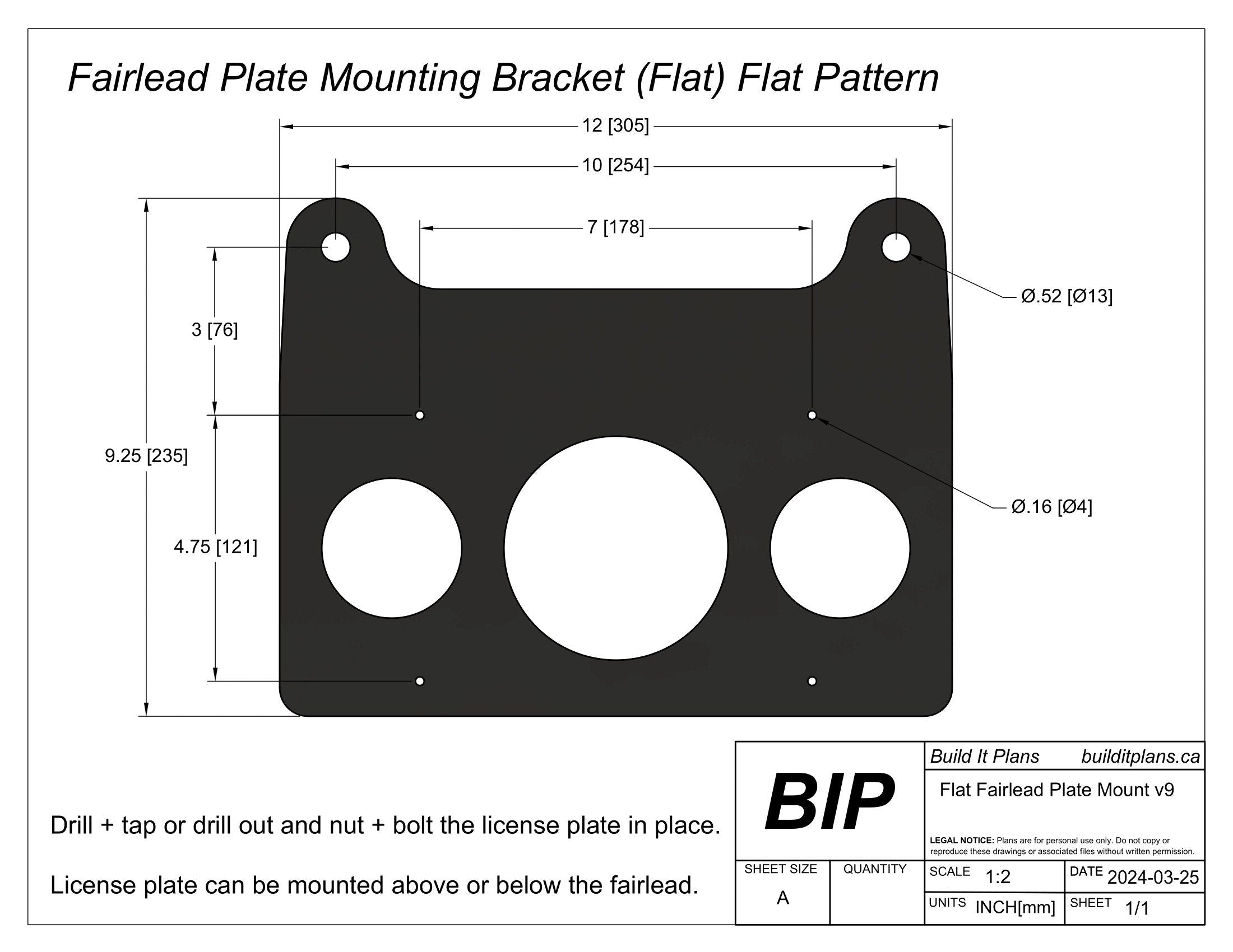 Winch Fairlead License Plate Mounting Bracket DXF Files