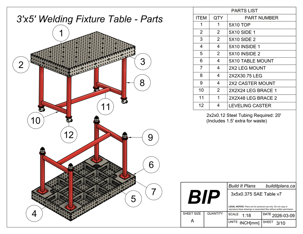 3x5 0.375" Welding Fixture Table Cut Files - 3/8" Steel Thickness
