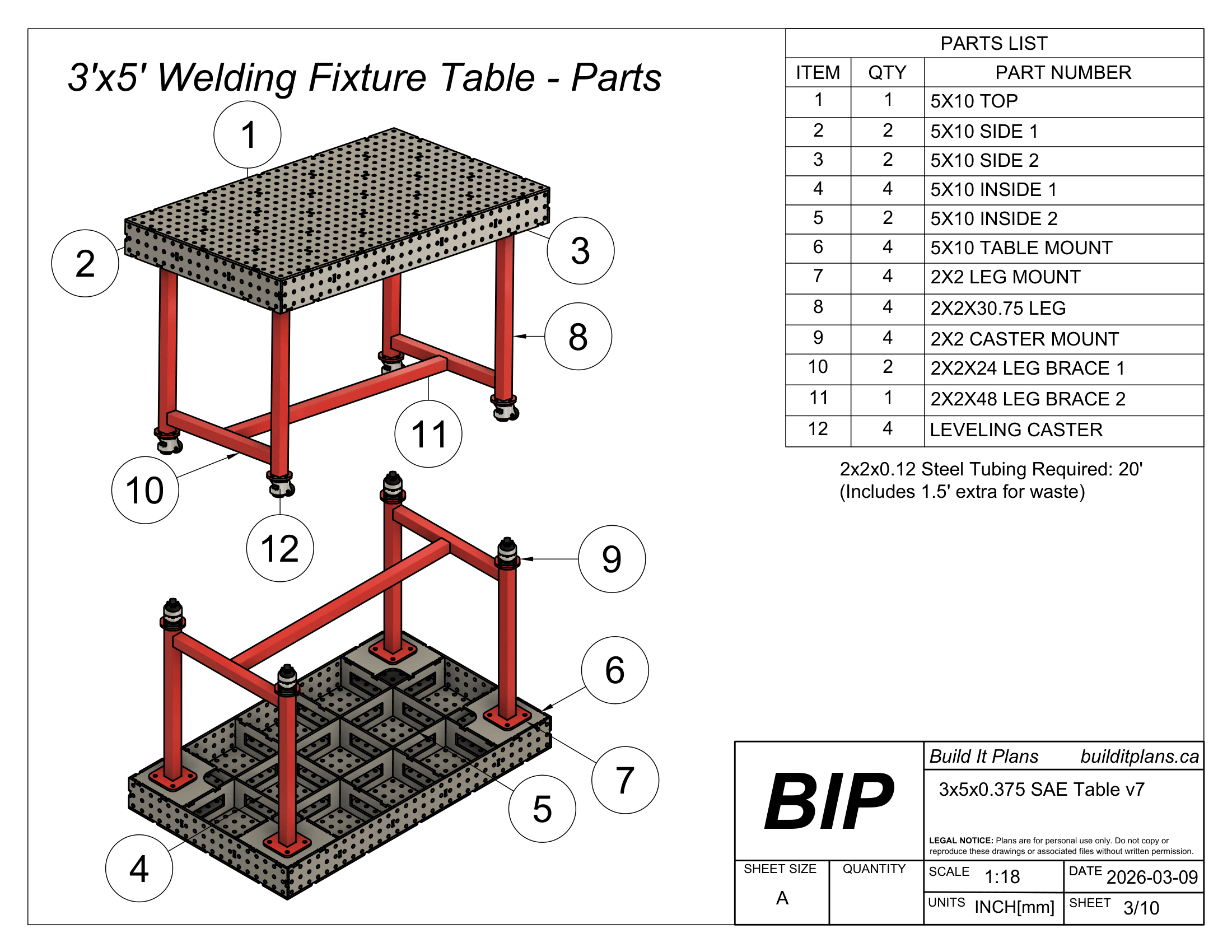 3x5 0.375" Welding Fixture Table Cut Files - 3/8" Steel Thickness