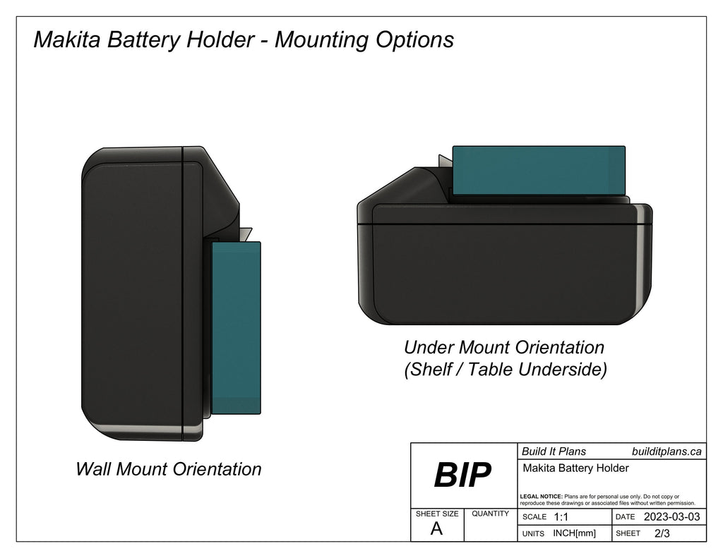 Makita Battery Holder STL File – 3D Print File for 18V Makita Battery Bracket