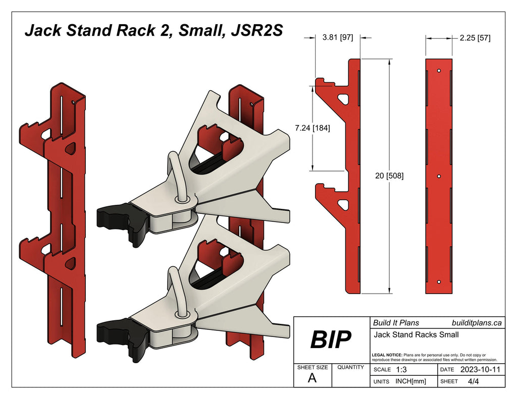 Small Jack Stand Rack DXF - 2-3.5 Ton Jackstand Wall Hook Cut Files