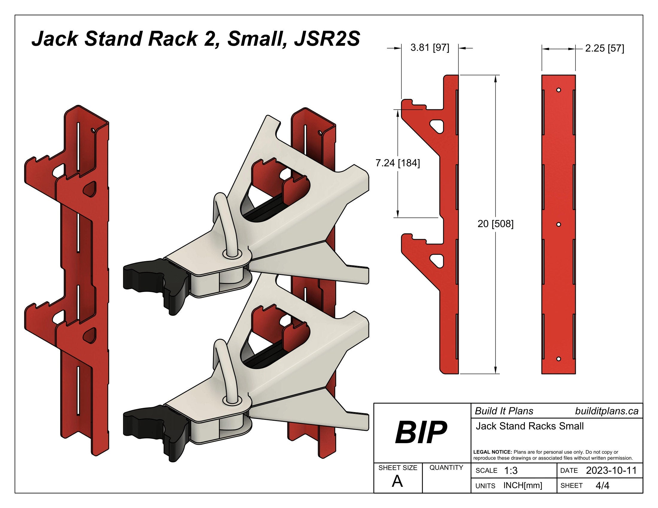 Small Jack Stand Rack DXF - 2-3.5 Ton Jackstand Wall Hook Cut Files