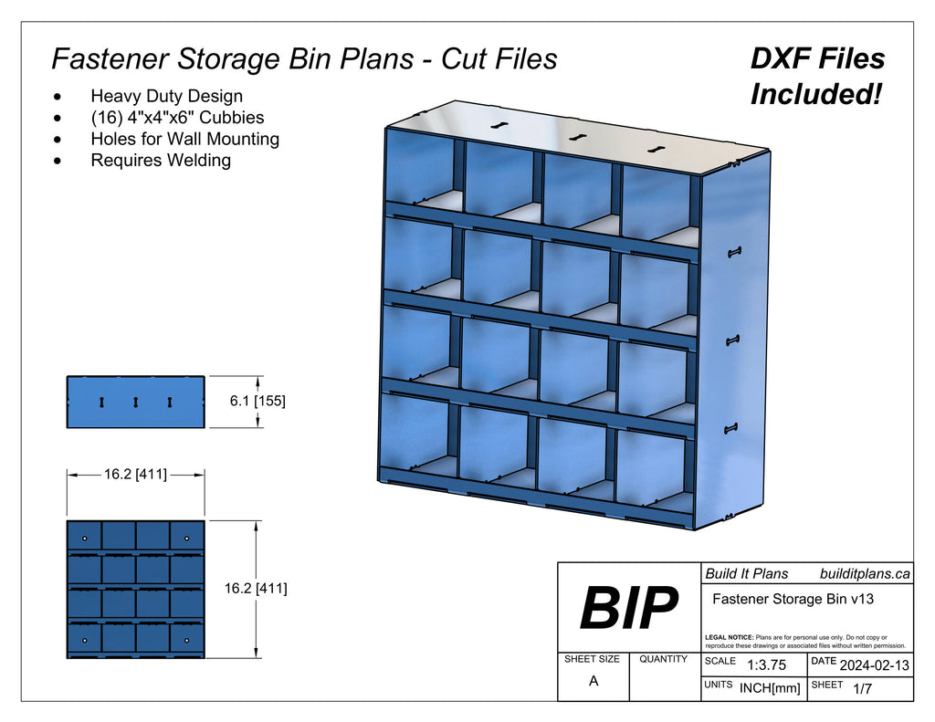 Nut and Bolt Organizer DXF Files - DIY Hardware Storage Bin Cut Files