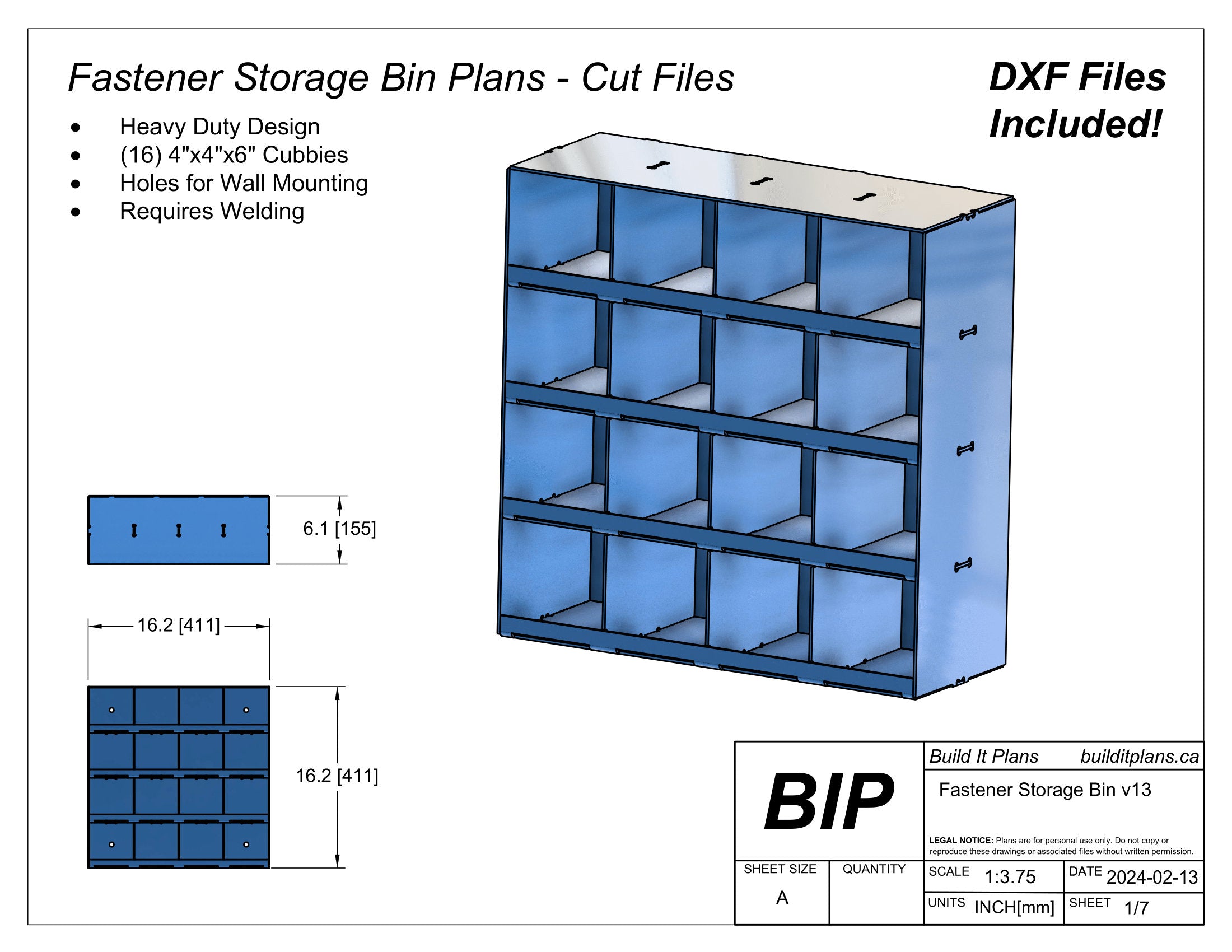 Nut and Bolt Organizer DXF Files - DIY Hardware Storage Bin Cut Files