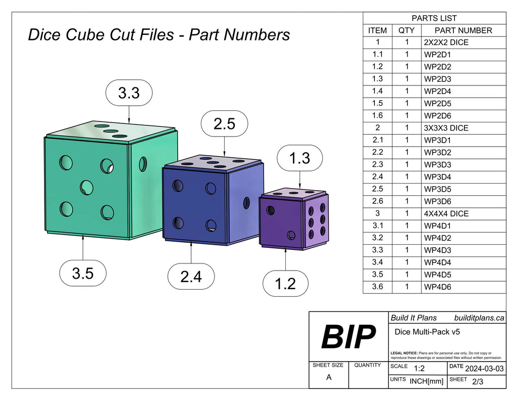 Dice Cube Welding Project DXF Cut Files for 2, 3 + 4 Inch Dice