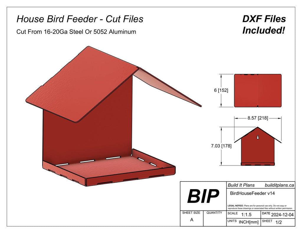 Metal Bird Feeder House DXF Cut File