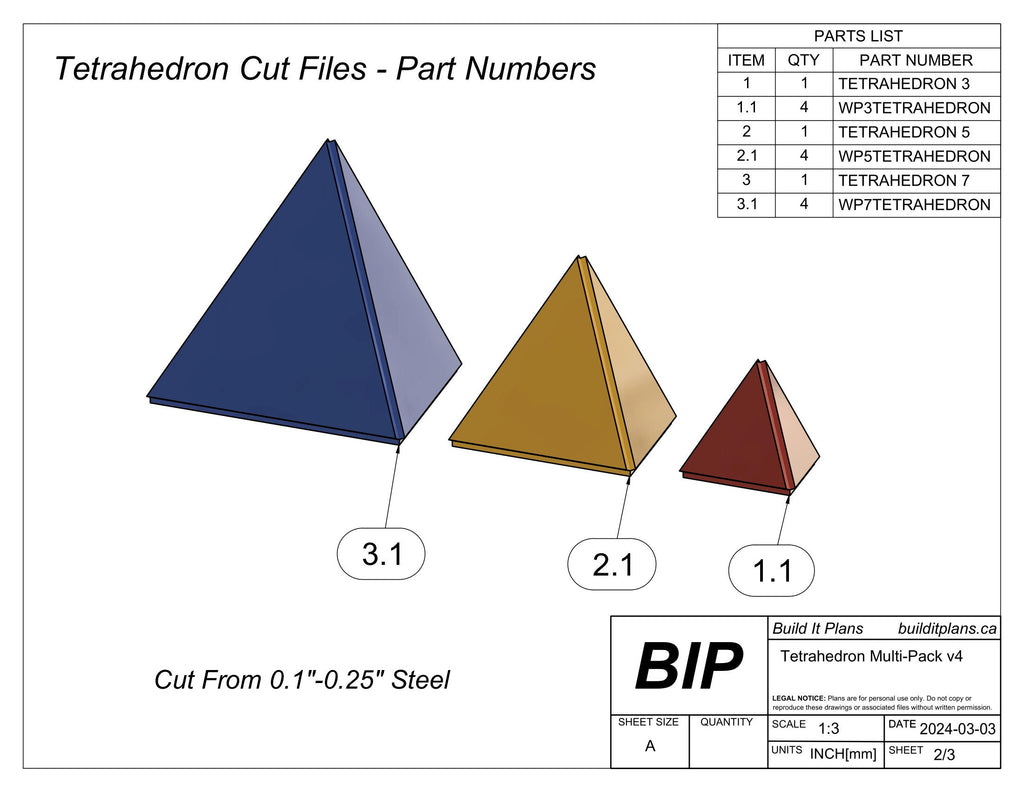 Tetrahedron Welding Project DXF Cut Files - Student Welding Practice Shapes