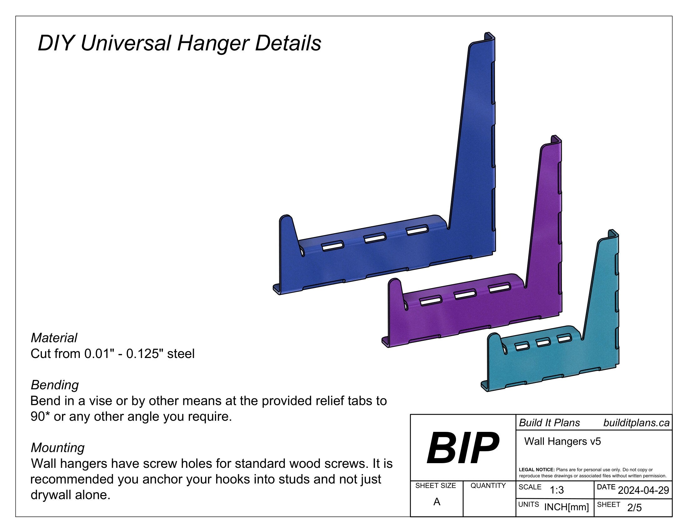 Universal Wall Hook DXF Files – Garage Tool Storage Hanger Cut Files
