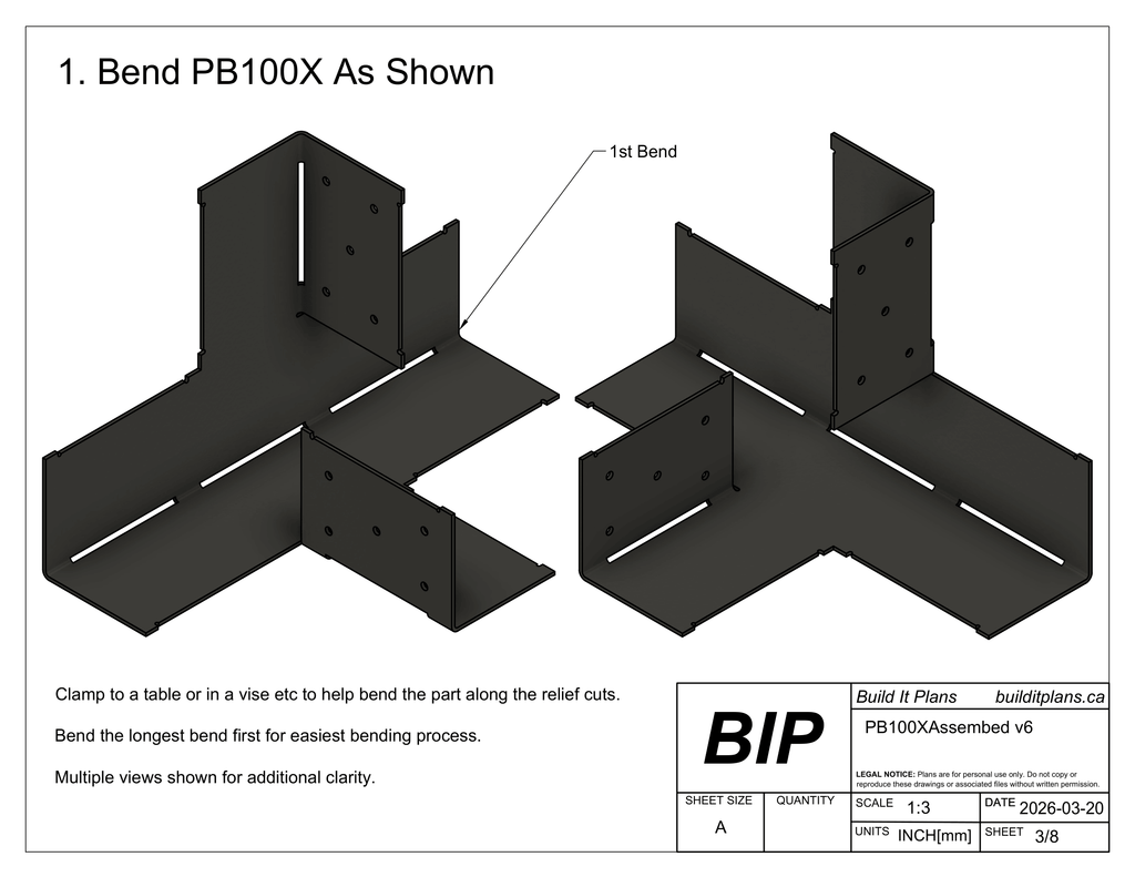 100mm Post Bracket DXF File Bundle - For 100x100mm Wood Posts